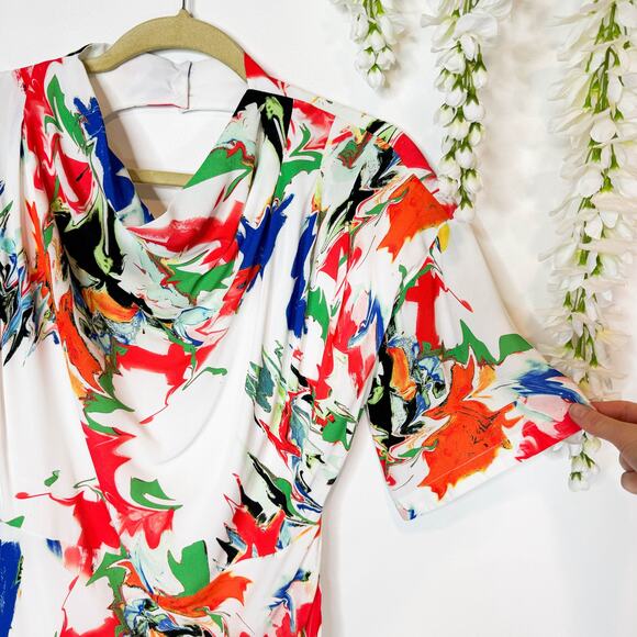 KAREN MILLEN abstract floral draped maxi dress open back 3266 - Picture 3 of 9